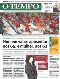 Capa do jornal O Tempo 15/02/2019