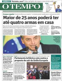Capa do jornal O Tempo 16/01/2019