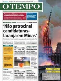 Capa do jornal O Tempo 16/04/2019