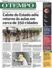 Capa do jornal O Tempo 22/01/2019
