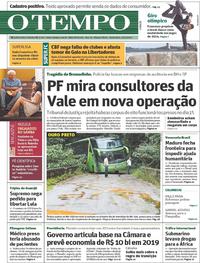 Capa do jornal O Tempo 22/02/2019