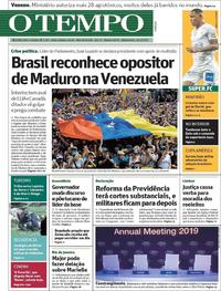 Capa do jornal O Tempo 24/01/2019