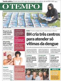 Capa do jornal O Tempo 26/04/2019
