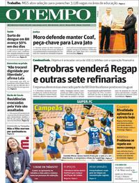 Capa do jornal O Tempo 27/04/2019