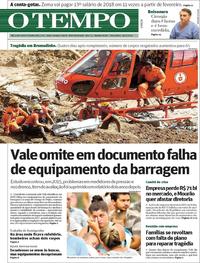 Capa do jornal O Tempo 29/01/2019
