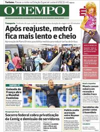 Capa do jornal O Tempo 08/06/2019
