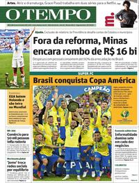 Capa do jornal O Tempo 08/07/2019