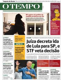 Capa do jornal O Tempo 08/08/2019