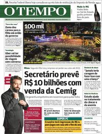 Capa do jornal O Tempo 08/10/2019
