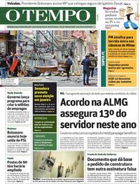 Capa do jornal O Tempo 12/11/2019