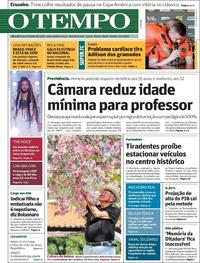 Capa do jornal O Tempo 13/07/2019
