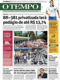 Capa do jornal O Tempo 15/06/2019