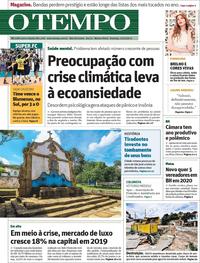 Capa do jornal O Tempo 15/12/2019