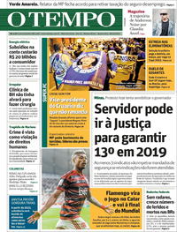 Capa do jornal O Tempo 18/12/2019