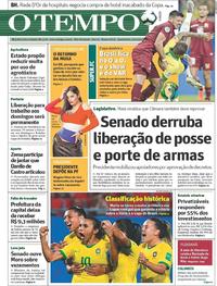 Capa do jornal O Tempo 19/06/2019