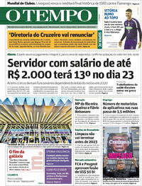 Capa do jornal O Tempo 19/12/2019