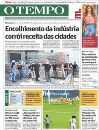 Capa do jornal O Tempo 20/05/2019