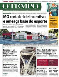 Capa do jornal O Tempo 21/05/2019