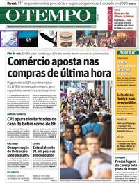 Capa do jornal O Tempo 21/12/2019