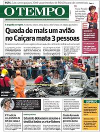 Capa do jornal O Tempo 22/10/2019