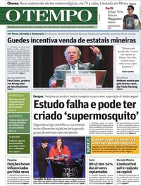 Capa do jornal O Tempo 24/09/2019