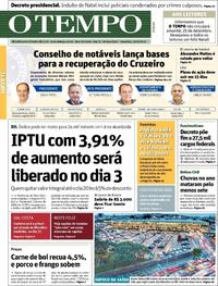 Capa do jornal O Tempo 24/12/2019