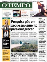 Capa do jornal O Tempo 25/08/2019