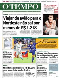 Capa do jornal O Tempo 26/08/2019