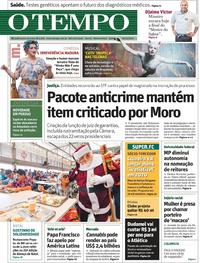 Capa do jornal O Tempo 26/12/2019