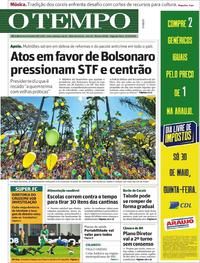 Capa do jornal O Tempo 27/05/2019