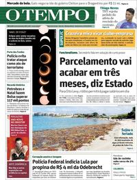 Capa do jornal O Tempo 27/12/2019