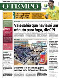 Capa do jornal O Tempo 28/06/2019