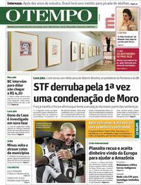 Capa do jornal Jornal O Tempo 28/08/2019