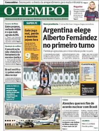 Capa do jornal O Tempo 28/10/2019