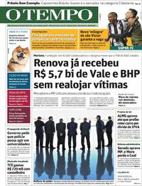 Capa do jornal O Tempo 29/05/2019