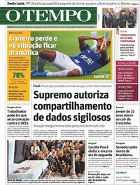 Capa do jornal O Tempo 29/11/2019