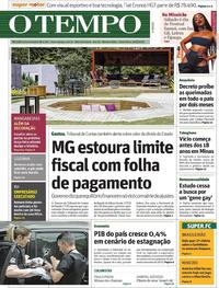 Capa do jornal O Tempo 30/08/2019