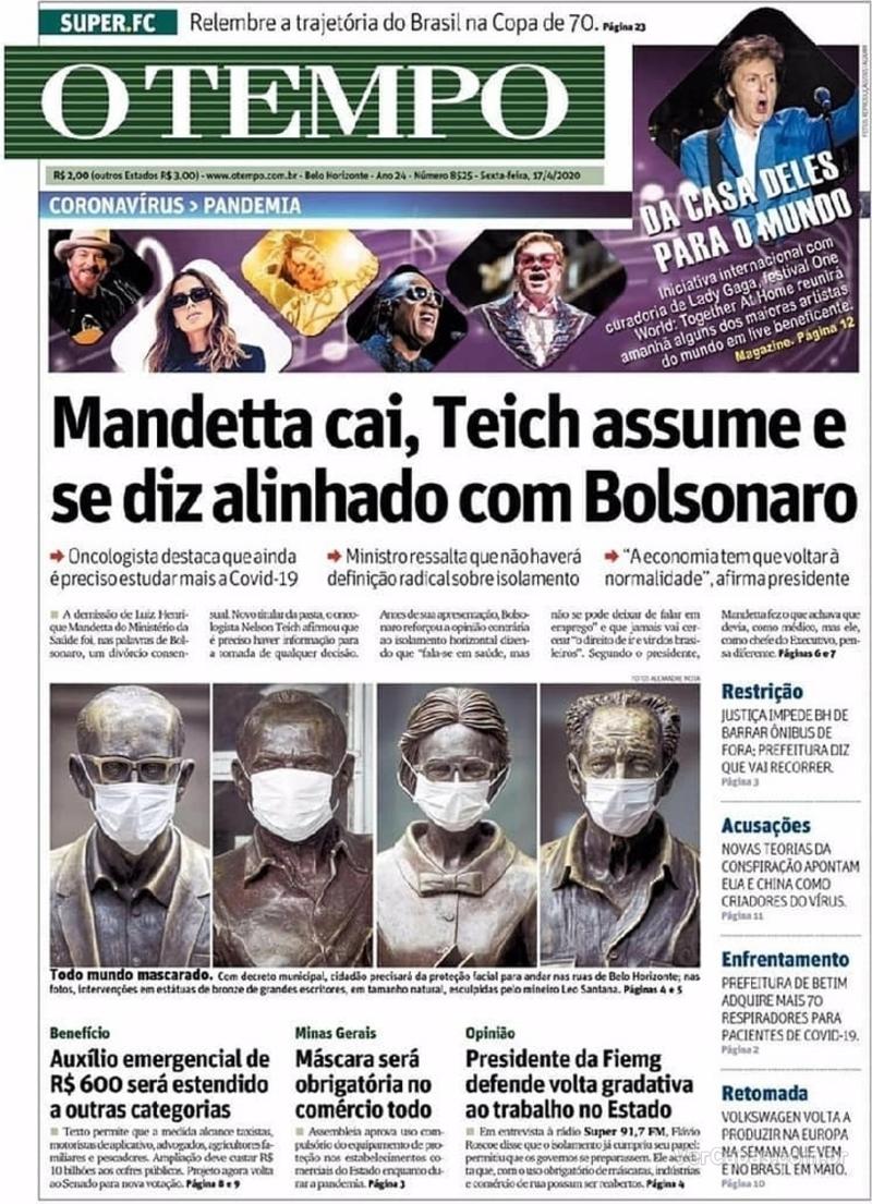 Capa do jornal O Tempo 17/04/2020