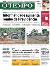 Capa do jornal O Tempo 01/02/2020