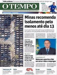 Capa do jornal O Tempo 01/04/2020