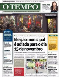 Capa do jornal O Tempo 02/07/2020