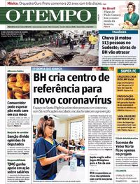 Capa do jornal O Tempo 04/03/2020