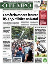 Capa do jornal O Tempo 07/12/2020