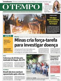 Capa do jornal O Tempo 08/01/2020