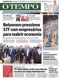 Capa do jornal O Tempo 08/05/2020