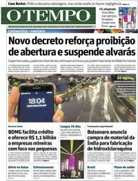 Capa do jornal O Tempo 09/04/2020