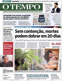 Capa do jornal O Tempo 11/05/2020