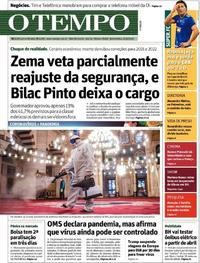 Capa do jornal O Tempo 12/03/2020