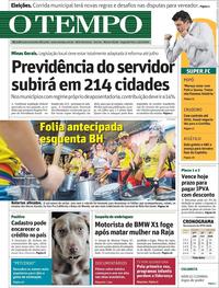Capa do jornal O Tempo 13/01/2020