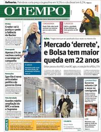 Capa do jornal O Tempo 13/03/2020
